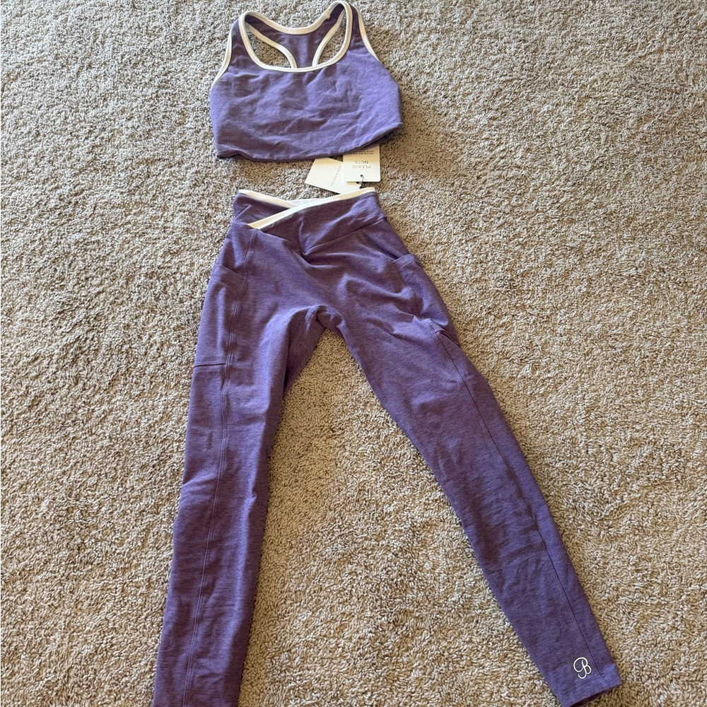 Bombshell Sportswear Purple Leggings (s) and Racerback Sports Bra Set (L)